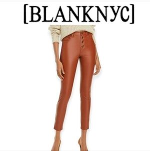 BlankNYC Cognac Faux Leather Skinny Pants High Rise Size Small NWT Trendy